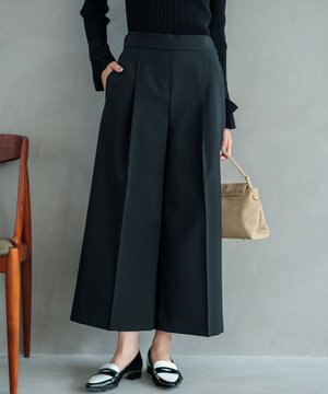  【美シルエット・ストレッチ・シワになりにくい】オシャクロス ガウチョパンツ