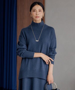  【洗える】ウールカシミヤ ハイネック ニット