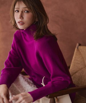  ウールカシミヤミックス ロールネックニット