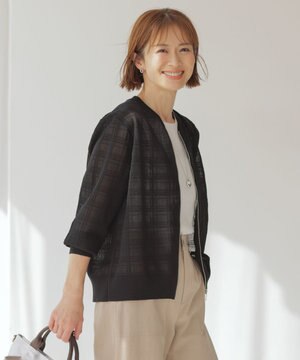  【洗える】SHEER JACQUARD ニット ブルゾン