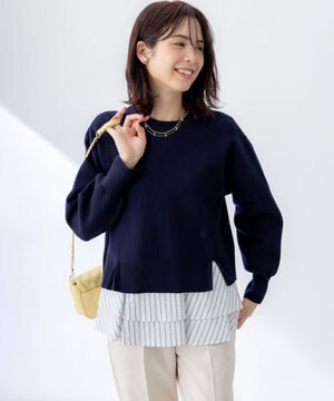  スウェットライクニットプルオーバー