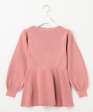  【洗える】バイカラーペプラム ニット