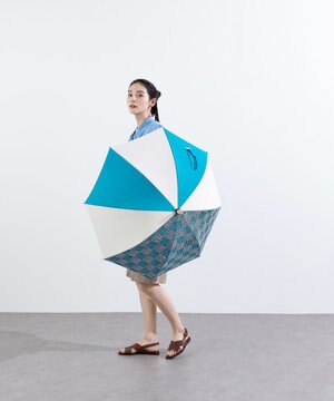  【UVカット95%以上】【UPF50＋】プラスリング レディース向け 晴雨兼用（長ショート） BLU/WHT T1295