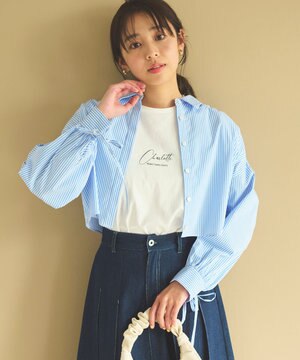  【ONWARD CROSSET MAG掲載・2WAY】リボンクロップド シャツ