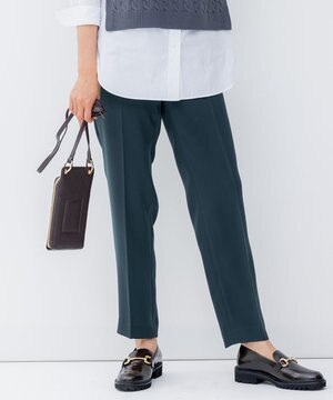  【洗える】ドライダブルサテン ドロスト パンツ