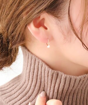  【K10】フルールパールフープピアス