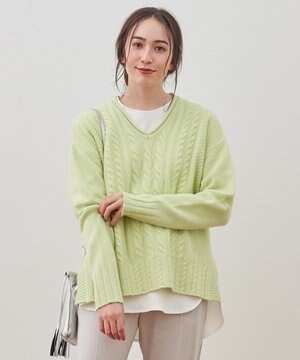  【洗える】ウールカシミヤブレンド Vネックプルオーバーニット