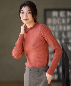  【洗濯機可】ウォームニットフリルプルオーバー