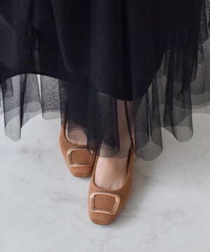  【Bridget Birkin】スクエアバックルフラットシューズ