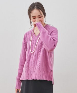 【洗える】ウールカシミヤブレンド Vネックプルオーバーニット