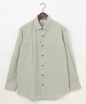  【キングサイズ・オーガニックコットン使用】ジオメトリックパターンシャツ