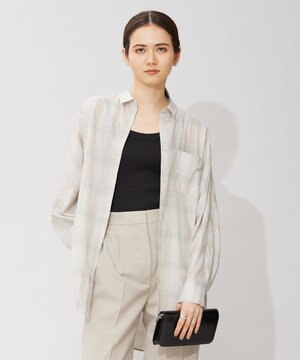  【洗える】シアーチェック シャツ