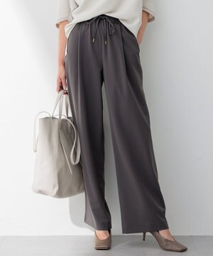  【洗える】2WAYストレッチツイル ワイドパンツ