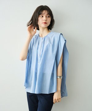 【金子綾さんインスタライブご紹介アイテム】マルチストライプノースリーブシャツ