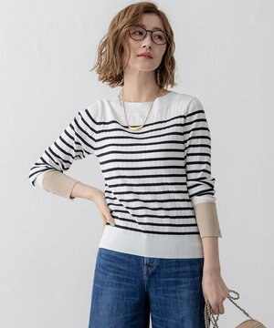  【洗える】シルキーレーヨンワイドリブ ニット