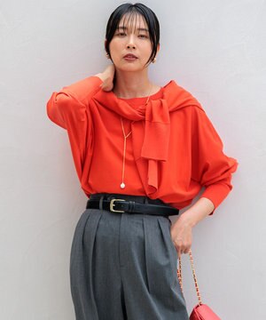  【洗える/ご好評につきカラー追加】ヴィスコースストレッチ ドルマン ニット