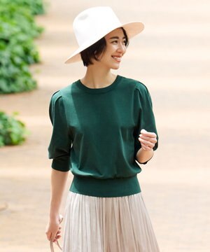 【前後着用OK】コットンポリエステルボリュームスリーブ ニット（KE29）