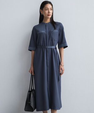FluidBackSatin シャツワンピース