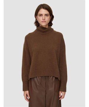  【洗える】ブラッシュドカシミヤ　ハイネックニット