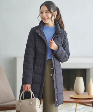  【撥水・洗える】美シルエットスタンドロング ダウン