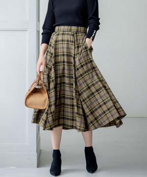  シアーツイルチェック フレアスカート