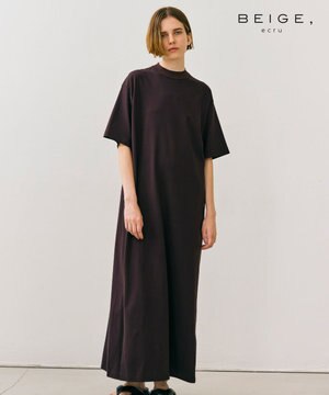  【BEIGE,ecru/WEB限定・洗える】JERSEY STITCH / コットンAラインワンピース