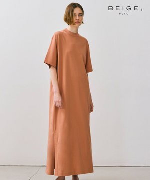  【BEIGE,ecru/WEB限定・洗える】JERSEY STITCH / コットンAラインワンピース