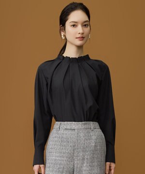  【カタログ掲載】ナチュラルタッチスタンドカラー ブラウス