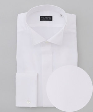  【WEAR BLACK】ウィングカラー比翼 ダブルカフス ドレスシャツ