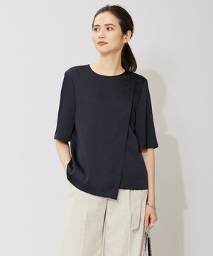  【洗える】 サテンクレープ Tブラウス