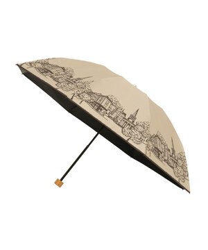  【遮光100%/収納バッグ付き】SOLFEGE MODE  晴雨兼用 折りたたみ日傘 街並プリント