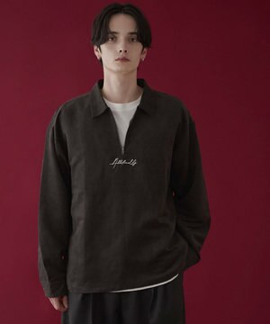  フェイクスウェードハーフZIPシャツ（LS）