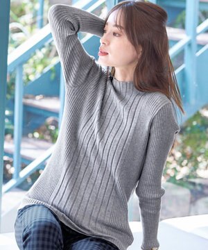  【洗える】ランダムリブニットプルオーバー