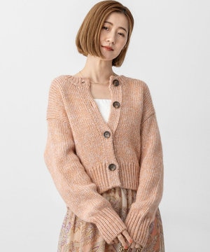  【洗える】カラーミックス カーディガン