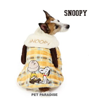  スヌーピー ポンチョ 《にっこりチェック柄》小型犬