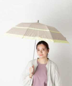  FURLA 晴雨兼用日傘 折りたたみ傘 シャンブレー切継 ／遮光 遮熱 UV