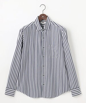  【キングサイズ・快適な着心地・イージーケア】コンフォートジャージー ストライプ シャツ