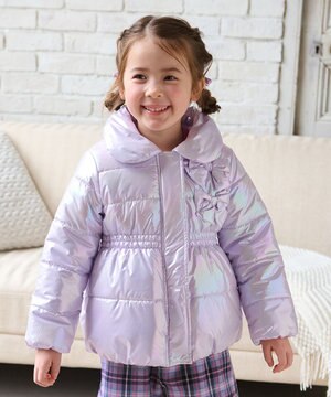  パール調×フリースボア中綿コート