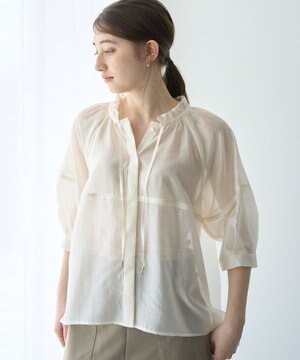 バルーンスリーブシアーシャツ