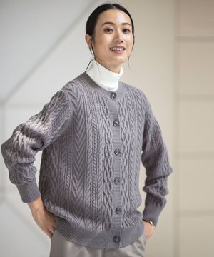  【洗える】EIGER CORD アラン カーディガン