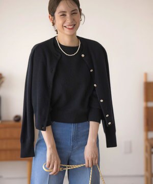  【アンサンブル対応可】ピュアカシミヤ ビジューカーディガン