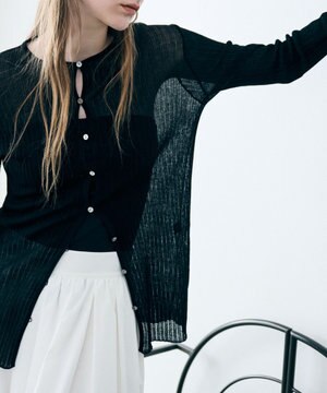  ランダムリブシアーニット カーディガン