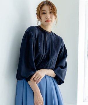 【洗える】シフォンツイルレース ブラウス