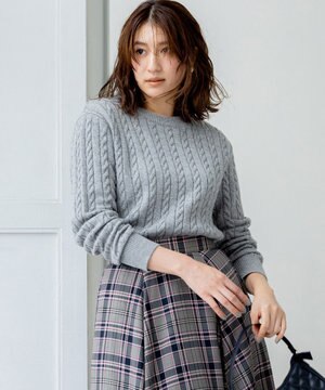  カシミヤブレンドバルキーケーブル ニット