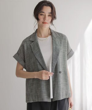  【WEB限定】メランジレノクロス バックペプラムジャケット