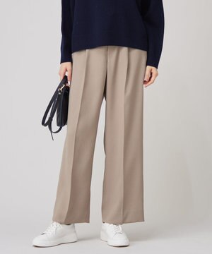  【洗える】ツイステッドダブルクロスワイドストレート パンツ