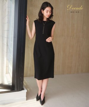  【セットアップ対応】CINDY / 配色ライン クルーネックドレス