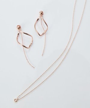  【限定セット】プチベゼルストーンネックレス×2wayグレースツイストラインイヤリング