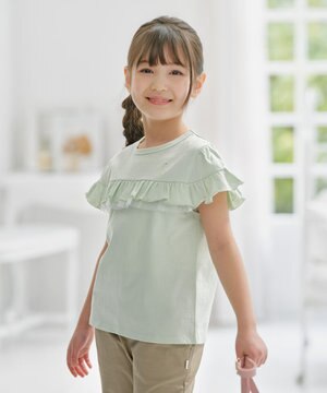 【UVケア】【150-160㎝】フレアラッフル Tシャツ