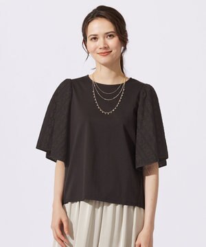  【カタログ掲載・洗える】エンブロイダリーコンビジャージ カットソー